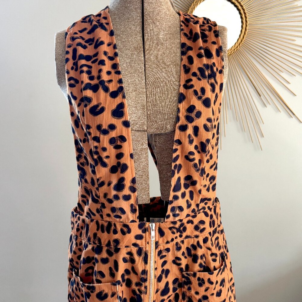 Leopard Print Corduroy Romper